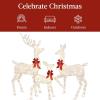 imageBest Choice Products 3Piece Large Lighted Christmas Deer Family Set 5Ft Outdoor Yard Decoration with 360 LED Lights Stakes Zip Ties  RattanWhite  Large