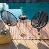 imageBest Choice Products 3Piece Outdoor Acapulco AllWeather Patio Conversation Bistro Set wPlastic Rope Glass Top Table and 2 Chairs  BlackBlack