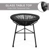 imageBest Choice Products 3Piece Outdoor Acapulco AllWeather Patio Conversation Bistro Set wPlastic Rope Glass Top Table and 2 Chairs  BlackBlack