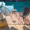 imageBest Choice Products 3Piece Outdoor Acapulco AllWeather Patio Conversation Bistro Set wPlastic Rope Glass Top Table and 2 Chairs  BlackGrey