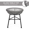 imageBest Choice Products 3Piece Outdoor Acapulco AllWeather Patio Conversation Bistro Set wPlastic Rope Glass Top Table and 2 Chairs  BlackGrey
