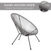 imageBest Choice Products 3Piece Outdoor Acapulco AllWeather Patio Conversation Bistro Set wPlastic Rope Glass Top Table and 2 Chairs  BlackGrey