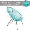 imageBest Choice Products 3Piece Outdoor Acapulco AllWeather Patio Conversation Bistro Set wPlastic Rope Glass Top Table and 2 Chairs  BlackLight Blue