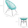 imageBest Choice Products 3Piece Outdoor Acapulco AllWeather Patio Conversation Bistro Set wPlastic Rope Glass Top Table and 2 Chairs  BlackLight Blue