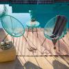 imageBest Choice Products 3Piece Outdoor Acapulco AllWeather Patio Conversation Bistro Set wPlastic Rope Glass Top Table and 2 Chairs  BlackLight Blue