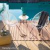imageBest Choice Products 3Piece Outdoor Acapulco AllWeather Patio Conversation Bistro Set wPlastic Rope Glass Top Table and 2 Chairs  BlackNatural