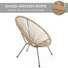 imageBest Choice Products 3Piece Outdoor Acapulco AllWeather Patio Conversation Bistro Set wPlastic Rope Glass Top Table and 2 Chairs  BlackNatural