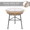 imageBest Choice Products 3Piece Outdoor Acapulco AllWeather Patio Conversation Bistro Set wPlastic Rope Glass Top Table and 2 Chairs  BlackNatural