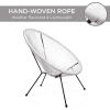 imageBest Choice Products 3Piece Outdoor Acapulco AllWeather Patio Conversation Bistro Set wPlastic Rope Glass Top Table and 2 Chairs  BlackWhite