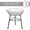 imageBest Choice Products 3Piece Outdoor Acapulco AllWeather Patio Conversation Bistro Set wPlastic Rope Glass Top Table and 2 Chairs  BlackWhite