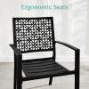imageBest Choice Products 3Piece Outdoor Bistro Set Stackable Modern Steel Furniture for Porch Garden w 2 Chairs Table Geometric Decor  Peacock BlueBlack