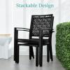 imageBest Choice Products 3Piece Outdoor Bistro Set Stackable Modern Steel Furniture for Porch Garden w 2 Chairs Table Geometric Decor  Peacock BlueBlack