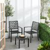 imageBest Choice Products 3Piece Outdoor Bistro Set Stackable Modern Steel Furniture for Porch Garden w 2 Chairs Table Geometric Decor  Peacock BlueBlack