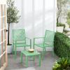 imageBest Choice Products 3Piece Outdoor Bistro Set Stackable Modern Steel Furniture for Porch Garden w 2 Chairs Table Geometric Decor  Peacock BlueMint Green