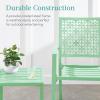 imageBest Choice Products 3Piece Outdoor Bistro Set Stackable Modern Steel Furniture for Porch Garden w 2 Chairs Table Geometric Decor  Peacock BlueMint Green