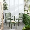 imageBest Choice Products 3Piece Outdoor Bistro Set Stackable Modern Steel Furniture for Porch Garden w 2 Chairs Table Geometric Decor  Peacock BlueSage Green