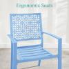 imageBest Choice Products 3Piece Outdoor Bistro Set Stackable Modern Steel Furniture for Porch Garden w 2 Chairs Table Geometric Decor  Peacock BlueSky Blue