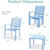 imageBest Choice Products 3Piece Outdoor Bistro Set Stackable Modern Steel Furniture for Porch Garden w 2 Chairs Table Geometric Decor  Peacock BlueSky Blue