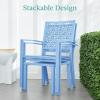 imageBest Choice Products 3Piece Outdoor Bistro Set Stackable Modern Steel Furniture for Porch Garden w 2 Chairs Table Geometric Decor  Peacock BlueSky Blue