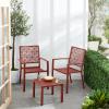 imageBest Choice Products 3Piece Outdoor Bistro Set Stackable Modern Steel Furniture for Porch Garden w 2 Chairs Table Geometric Decor  Peacock BlueTerracotta