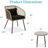 imageBest Choice Products 3Piece Outdoor Wicker Bistro Set Patio Dining Conversation Furniture for Backyard Balcony Porch wDiamond Weave Design Tempered Glass Side Table 2 Chairs  BlackBlack