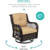 imageBest Choice Products 3Piece Outdoor Wicker Patio Bistro Set w 2 360Degree Swivel Rocking Chairs and Tempered Glass Top Side Table  BeigeBeige