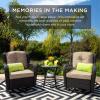 imageBest Choice Products 3Piece Outdoor Wicker Patio Bistro Set w 2 360Degree Swivel Rocking Chairs and Tempered Glass Top Side Table  BeigeBeige