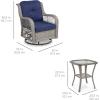 imageBest Choice Products 3Piece Outdoor Wicker Patio Bistro Set w 2 360Degree Swivel Rocking Chairs and Tempered Glass Top Side Table  BeigeNavy