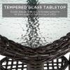 imageBest Choice Products 3Piece Outdoor Wicker Patio Bistro Set w 2 360Degree Swivel Rocking Chairs and Tempered Glass Top Side Table  BeigeRust