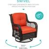imageBest Choice Products 3Piece Outdoor Wicker Patio Bistro Set w 2 360Degree Swivel Rocking Chairs and Tempered Glass Top Side Table  BeigeRust