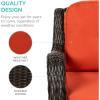 imageBest Choice Products 3Piece Outdoor Wicker Patio Bistro Set w 2 360Degree Swivel Rocking Chairs and Tempered Glass Top Side Table  BeigeRust