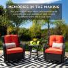 imageBest Choice Products 3Piece Outdoor Wicker Patio Bistro Set w 2 360Degree Swivel Rocking Chairs and Tempered Glass Top Side Table  BeigeRust