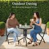 imageBest Choice Products 3Piece Patio Bistro Dining Furniture Set wTextured Glass Tabletop 2 Steel Folding Chairs Polyester Fabric  RedBeige