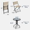 imageBest Choice Products 3Piece Patio Bistro Dining Furniture Set wTextured Glass Tabletop 2 Steel Folding Chairs Polyester Fabric  RedBeige