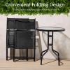 imageBest Choice Products 3Piece Patio Bistro Dining Furniture Set wTextured Glass Tabletop 2 Steel Folding Chairs Polyester Fabric  RedBlack