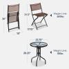 imageBest Choice Products 3Piece Patio Bistro Dining Furniture Set wTextured Glass Tabletop 2 Steel Folding Chairs Polyester Fabric  RedBrown