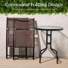 imageBest Choice Products 3Piece Patio Bistro Dining Furniture Set wTextured Glass Tabletop 2 Steel Folding Chairs Polyester Fabric  RedBrown