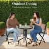imageBest Choice Products 3Piece Patio Bistro Dining Furniture Set wTextured Glass Tabletop 2 Steel Folding Chairs Polyester Fabric  RedBrown