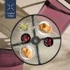 imageBest Choice Products 3Piece Patio Bistro Dining Furniture Set wTextured Glass Tabletop 2 Steel Folding Chairs Polyester Fabric  RedBurgundy