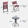 imageBest Choice Products 3Piece Patio Bistro Dining Furniture Set wTextured Glass Tabletop 2 Steel Folding Chairs Polyester Fabric  RedBurgundy
