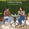 imageBest Choice Products 3Piece Patio Bistro Dining Furniture Set wTextured Glass Tabletop 2 Steel Folding Chairs Polyester Fabric  RedBurgundy