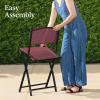 imageBest Choice Products 3Piece Patio Bistro Dining Furniture Set wTextured Glass Tabletop 2 Steel Folding Chairs Polyester Fabric  RedBurgundy