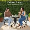 imageBest Choice Products 3Piece Patio Bistro Dining Furniture Set wTextured Glass Tabletop 2 Steel Folding Chairs Polyester Fabric  RedDark Green