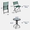 imageBest Choice Products 3Piece Patio Bistro Dining Furniture Set wTextured Glass Tabletop 2 Steel Folding Chairs Polyester Fabric  RedDark Green