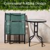 imageBest Choice Products 3Piece Patio Bistro Dining Furniture Set wTextured Glass Tabletop 2 Steel Folding Chairs Polyester Fabric  RedDark Green