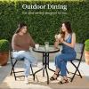 imageBest Choice Products 3Piece Patio Bistro Dining Furniture Set wTextured Glass Tabletop 2 Steel Folding Chairs Polyester Fabric  RedGrey