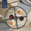 imageBest Choice Products 3Piece Patio Bistro Dining Furniture Set wTextured Glass Tabletop 2 Steel Folding Chairs Polyester Fabric  RedGrey