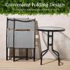 imageBest Choice Products 3Piece Patio Bistro Dining Furniture Set wTextured Glass Tabletop 2 Steel Folding Chairs Polyester Fabric  RedGrey