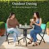 imageBest Choice Products 3Piece Patio Bistro Dining Furniture Set wTextured Glass Tabletop 2 Steel Folding Chairs Polyester Fabric  RedMint