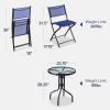 imageBest Choice Products 3Piece Patio Bistro Dining Furniture Set wTextured Glass Tabletop 2 Steel Folding Chairs Polyester Fabric  RedNavy